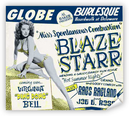 Globe Burlesque Blaze Starr Poster - Retro Jersey Shore