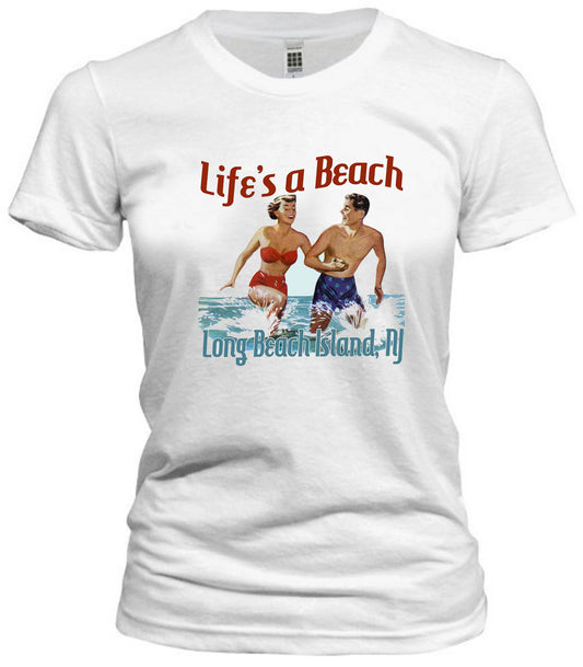 Long Beach Island Life's A Beach Retro Tee - Retro Jersey Shore