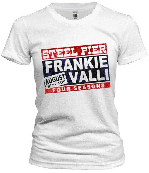 Frankie Valli & The 4 Seasons Steel Pier white tee with graphic design.