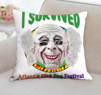 Atlantic City Pop Festival Survivor Throw Pillow - Retro Jersey Shore