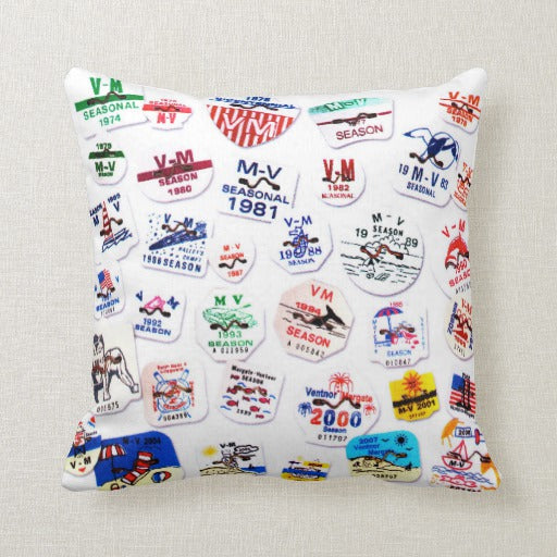 Margate Ventnor Vintage Beach Tags Throw Pillow - Retro Jersey Shore