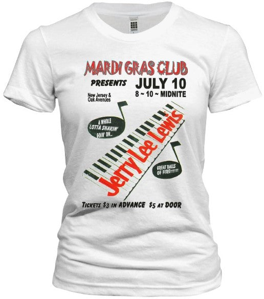 Jerry Lee Lewis Mardi Gras Club Wildwood Tee
