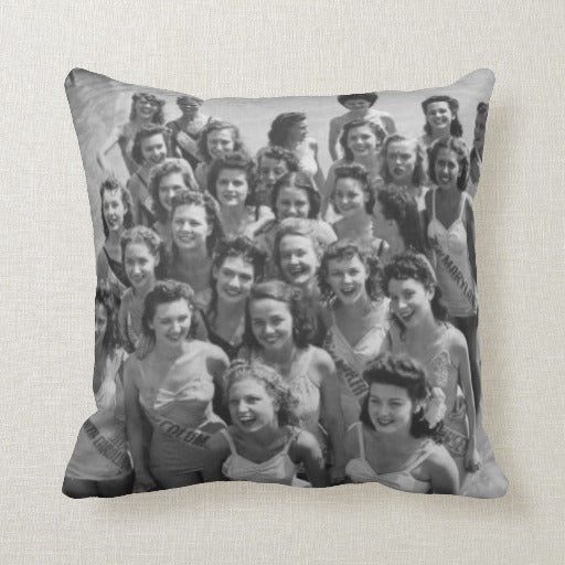 Miss America Contestants Throw Pillow - Retro Jersey Shore