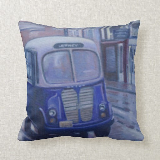 Atlantic City Rainy Day Jitney Throw Pillow - Retro Jersey Shore